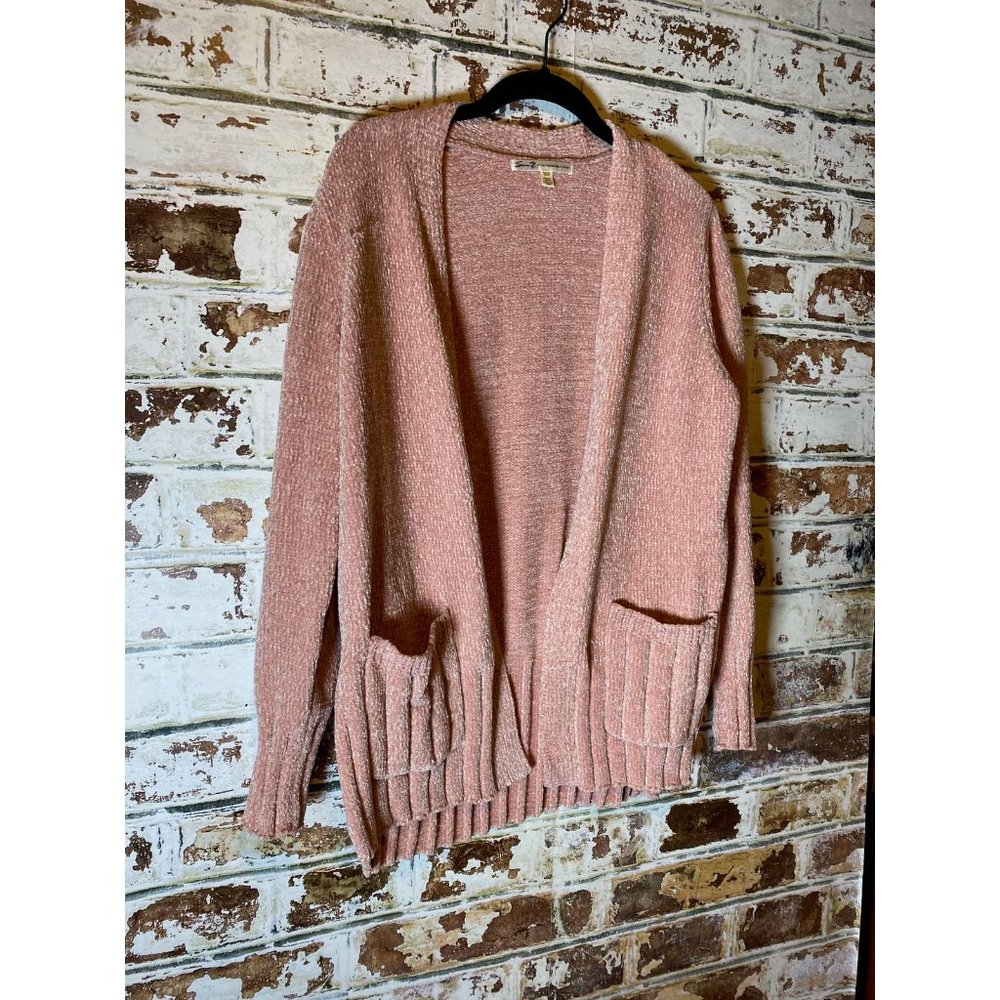 7 For All Mankind Seven Soft Teddy Chenille Open Cardigan Pale Mauve - Picture 6 of 12